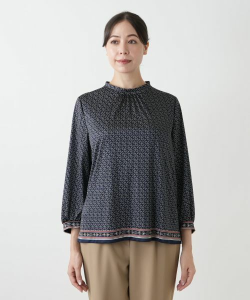 Leilian PLUS HOUSE / レリアンプラスハウス カットソー | プリントスタンドカラーカットソー | 詳細7