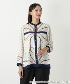 Leilian PLUS HOUSE / レリアンプラスハウス シャツ・ブラウス | プリント切り替えブラウス