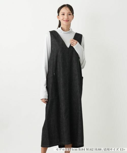 Leilian PLUS HOUSE/レリアンプラスハウス ジャンパースカート【L JEANS】 チャコールグレー 13+ Leilian PLUS HOUSE/レリアンプラスハウス ジャンパースカート【L JEANS】 チャコールグレー 13+