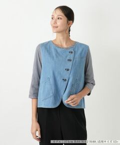 Leilian PLUS HOUSE / レリアンプラスハウス テーラードジャケット | ノーカラーベスト【L JEANS】