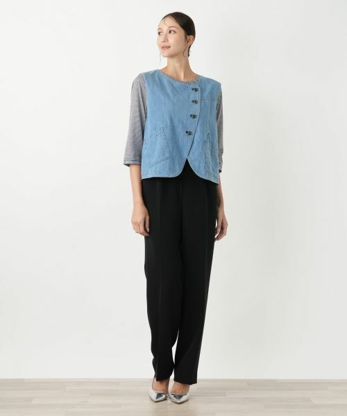 Leilian PLUS HOUSE / レリアンプラスハウス テーラードジャケット | ノーカラーベスト【L JEANS】 | 詳細1