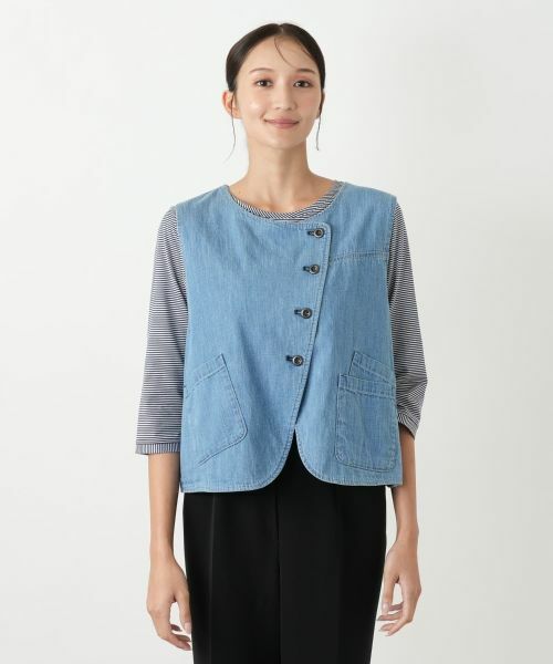 Leilian PLUS HOUSE / レリアンプラスハウス テーラードジャケット | ノーカラーベスト【L JEANS】 | 詳細4