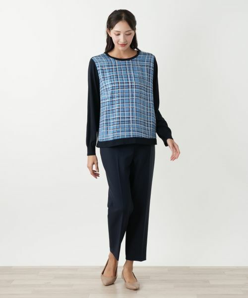 Leilian PLUS HOUSE / レリアンプラスハウス ニット・セーター | チェック切替ニット | 詳細1