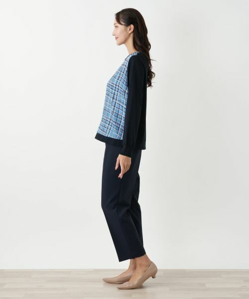 Leilian PLUS HOUSE / レリアンプラスハウス ニット・セーター | チェック切替ニット | 詳細2