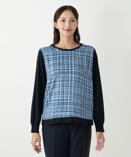 Leilian PLUS HOUSE / レリアンプラスハウス ニット・セーター | チェック切替ニット | 詳細4