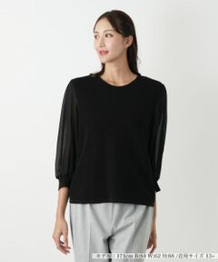 Leilian PLUS HOUSE / レリアンプラスハウス ニット・セーター | 編地切替クルーネックニット