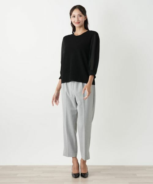 Leilian PLUS HOUSE / レリアンプラスハウス ニット・セーター | 編地切替クルーネックニット | 詳細1