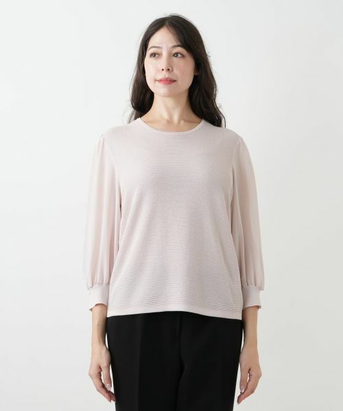 Leilian PLUS HOUSE / レリアンプラスハウス ニット・セーター | 編地切替クルーネックニット | 詳細7