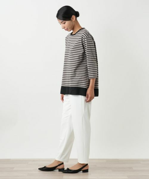 Leilian PLUS HOUSE / レリアンプラスハウス カットソー | 異素材切替ボーダーカットソー | 詳細2