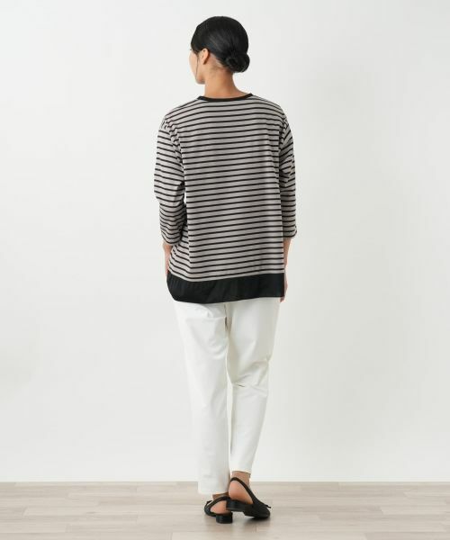 Leilian PLUS HOUSE / レリアンプラスハウス カットソー | 異素材切替ボーダーカットソー | 詳細3