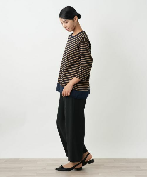 Leilian PLUS HOUSE / レリアンプラスハウス カットソー | 異素材切替ボーダーカットソー | 詳細5