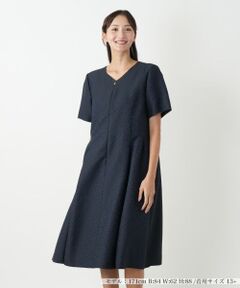 Leilian PLUS HOUSE / レリアンプラスハウス ドレス | 光沢ジャカードVネックワンピース