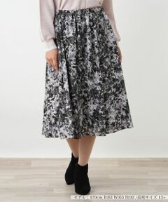 Leilian PLUS HOUSE / レリアンプラスハウス ミニ・ひざ丈スカート | プリントフレアスカート【Leilian WHITE LABEL】