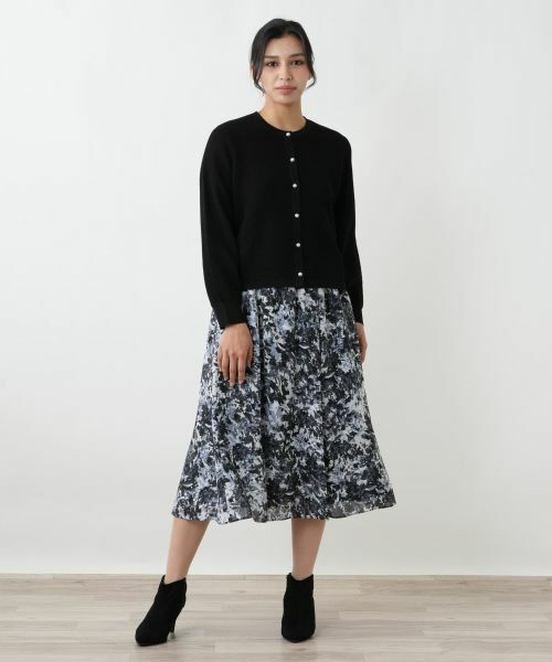 Leilian PLUS HOUSE / レリアンプラスハウス ミニ・ひざ丈スカート | プリントフレアスカート【Leilian WHITE LABEL】 | 詳細1
