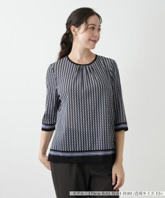 Leilian PLUS HOUSE / レリアンプラスハウス カットソー | 幾何学柄カットソー【Leilian WHITE LABEL】