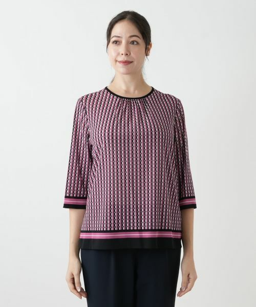 Leilian PLUS HOUSE / レリアンプラスハウス カットソー | 幾何学柄カットソー【Leilian WHITE LABEL】 | 詳細7