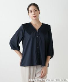 Leilian PLUS HOUSE / レリアンプラスハウス シャツ・ブラウス | プリーツデザイン半袖ブラウス【BOURGE】