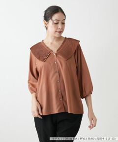 Leilian PLUS HOUSE / レリアンプラスハウス シャツ・ブラウス | プリーツデザイン半袖ブラウス【BOURGE】