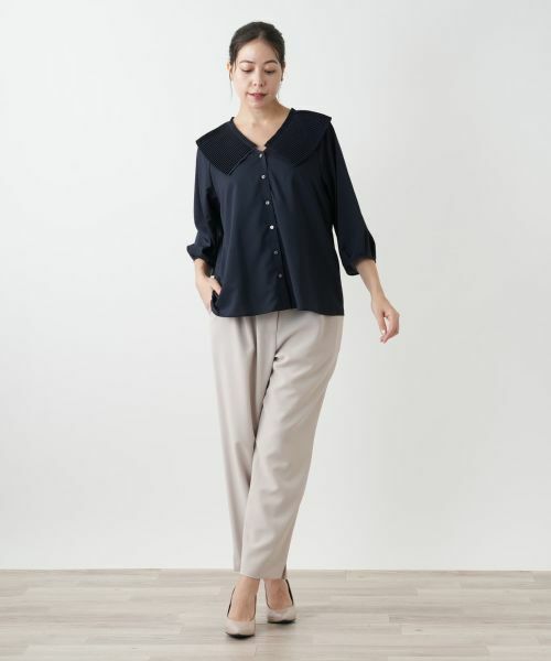 Leilian PLUS HOUSE / レリアンプラスハウス シャツ・ブラウス | プリーツデザイン半袖ブラウス【BOURGE】 | 詳細1