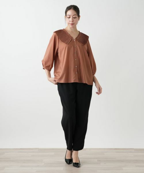 Leilian PLUS HOUSE / レリアンプラスハウス シャツ・ブラウス | プリーツデザイン半袖ブラウス【BOURGE】 | 詳細4