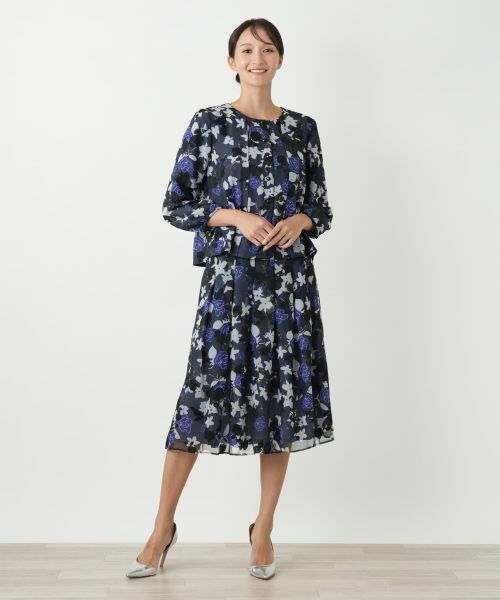 Leilian PLUS HOUSE / レリアンプラスハウス セットアップ | 花柄ブラウススーツ【Leilian WHITE LABEL】 | 詳細1