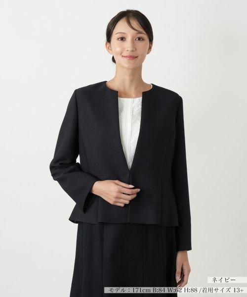 Leilian PLUS HOUSE/レリアンプラスハウス ジャケット【Leilian WHITE LABEL】 ネイビー 13+ Leilian PLUS HOUSE/レリアンプラスハウス ジャケット【Leilian WHITE LABEL】 ネイビー 13+