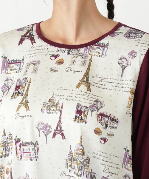 Leilian PLUS HOUSE / レリアンプラスハウス ニット・セーター | プリント切替七分袖ニットプルオーバー【Leilian WHITE LABEL】 | 詳細10