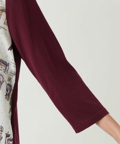 Leilian PLUS HOUSE / レリアンプラスハウス ニット・セーター | プリント切替七分袖ニットプルオーバー【Leilian WHITE LABEL】 | 詳細12