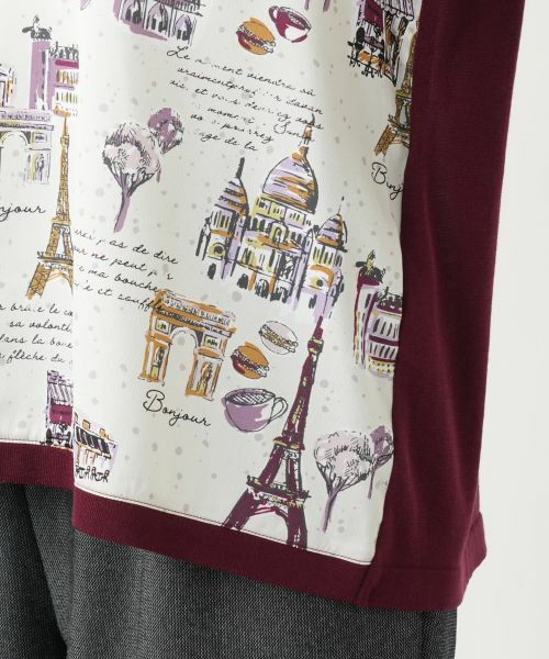 Leilian PLUS HOUSE / レリアンプラスハウス ニット・セーター | プリント切替七分袖ニットプルオーバー【Leilian WHITE LABEL】 | 詳細13