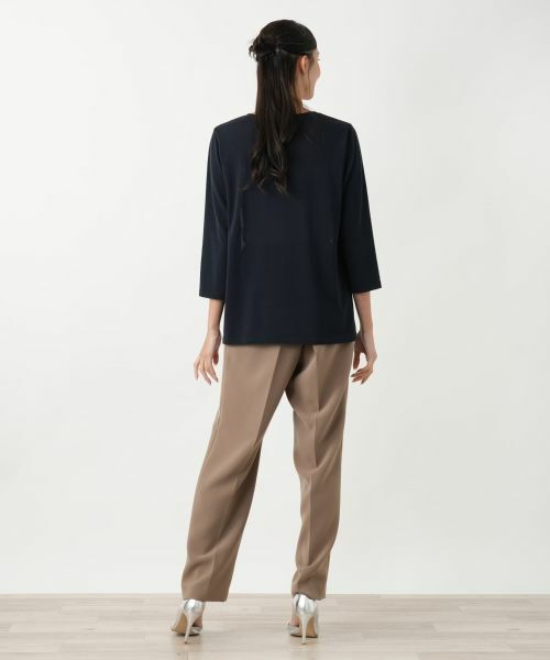 Leilian PLUS HOUSE / レリアンプラスハウス ニット・セーター | プリント切替七分袖ニットプルオーバー【Leilian WHITE LABEL】 | 詳細3