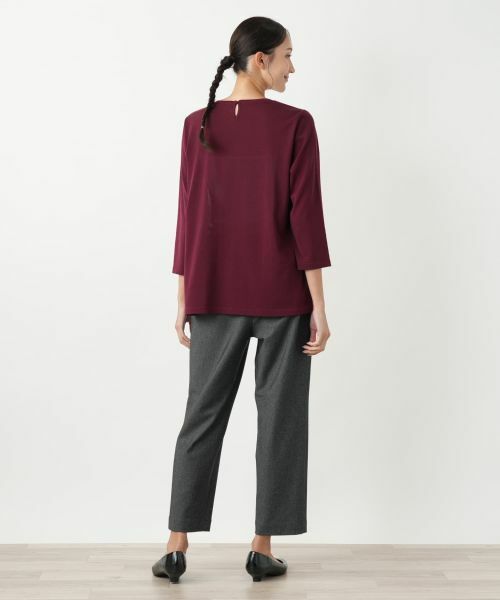 Leilian PLUS HOUSE / レリアンプラスハウス ニット・セーター | プリント切替七分袖ニットプルオーバー【Leilian WHITE LABEL】 | 詳細6