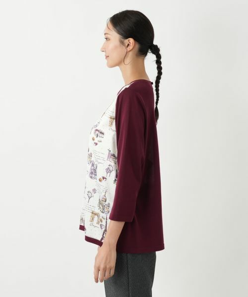 Leilian PLUS HOUSE / レリアンプラスハウス ニット・セーター | プリント切替七分袖ニットプルオーバー【Leilian WHITE LABEL】 | 詳細8