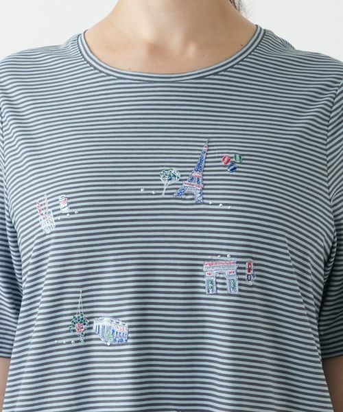 Leilian PLUS HOUSE / レリアンプラスハウス Tシャツ | ボーダー刺繍Tシャツ【Leilian WHITE LABEL】 | 詳細10