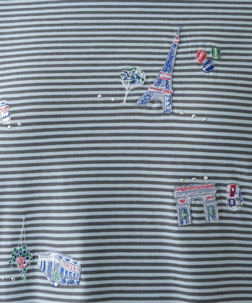 Leilian PLUS HOUSE / レリアンプラスハウス Tシャツ | ボーダー刺繍Tシャツ【Leilian WHITE LABEL】 | 詳細14