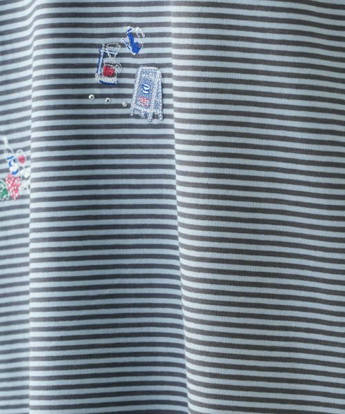 Leilian PLUS HOUSE / レリアンプラスハウス Tシャツ | ボーダー刺繍Tシャツ【Leilian WHITE LABEL】 | 詳細15