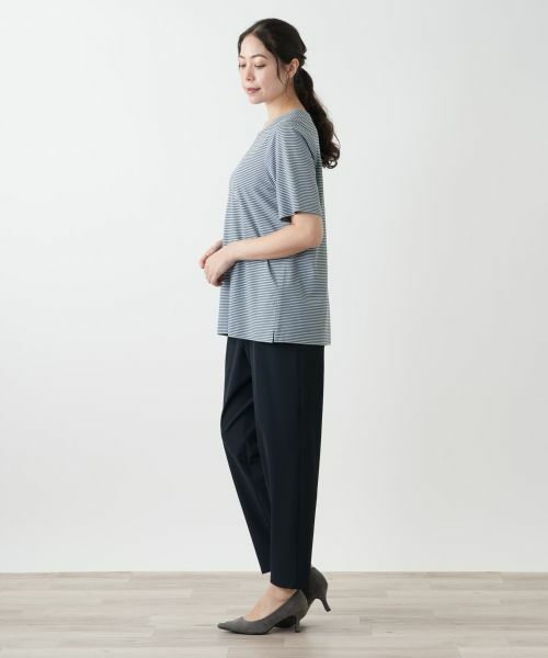 Leilian PLUS HOUSE / レリアンプラスハウス Tシャツ | ボーダー刺繍Tシャツ【Leilian WHITE LABEL】 | 詳細5