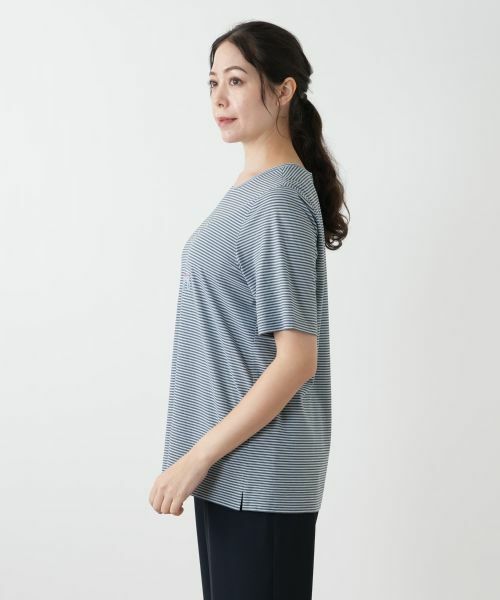 Leilian PLUS HOUSE / レリアンプラスハウス Tシャツ | ボーダー刺繍Tシャツ【Leilian WHITE LABEL】 | 詳細8