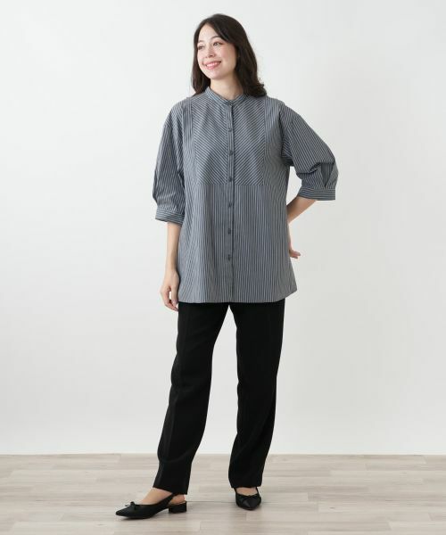 Leilian PLUS HOUSE / レリアンプラスハウス シャツ・ブラウス | バンドカラーブラウス【プラス企画】 | 詳細1