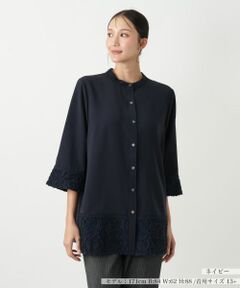 Leilian PLUS HOUSE / レリアンプラスハウス シャツ・ブラウス | スタンドカラー羽織ブラウス【プラス企画】