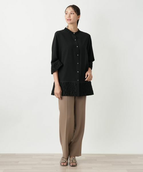Leilian PLUS HOUSE / レリアンプラスハウス シャツ・ブラウス | スタンドカラー羽織ブラウス【プラス企画】 | 詳細1