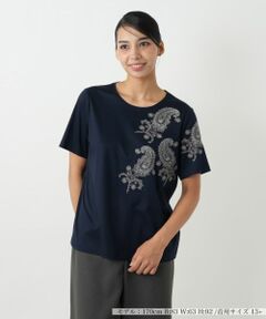 Leilian PLUS HOUSE / レリアンプラスハウス Tシャツ | ペイズリー刺繍カットソー【ROCHAS Premiere】