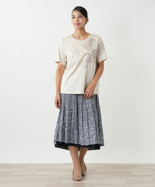 Leilian PLUS HOUSE / レリアンプラスハウス Tシャツ | ペイズリー刺繍カットソー【ROCHAS Premiere】 | 詳細1