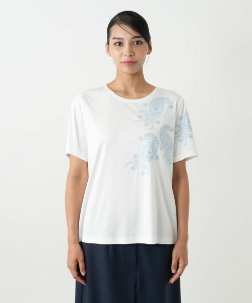 Leilian PLUS HOUSE / レリアンプラスハウス Tシャツ | ペイズリー刺繍カットソー【ROCHAS Premiere】 | 詳細10