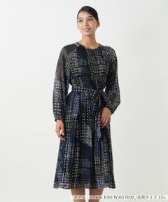 Leilian PLUS HOUSE / レリアンプラスハウス ドレス | ドットプリーツワンピース【ROCHAS Premiere】