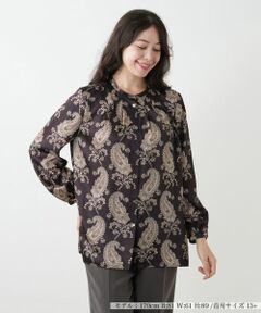 Leilian PLUS HOUSE / レリアンプラスハウス シャツ・ブラウス | ペイズリー柄バンドカラーブラウス【ROCHAS Premiere】