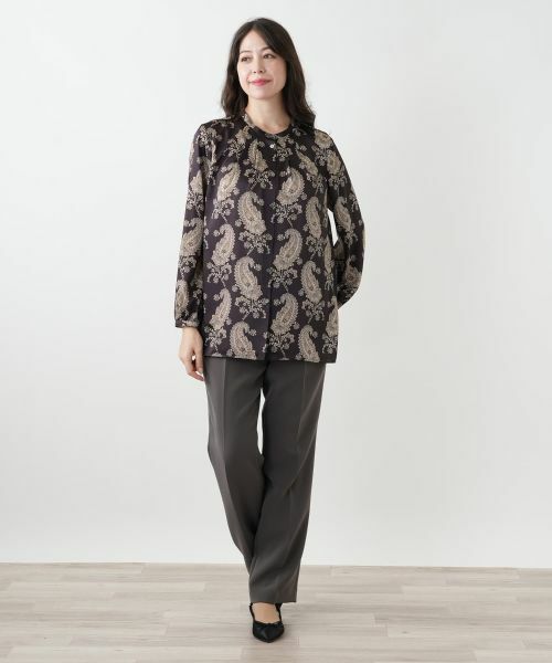 Leilian PLUS HOUSE / レリアンプラスハウス シャツ・ブラウス | ペイズリー柄バンドカラーブラウス【ROCHAS Premiere】 | 詳細1