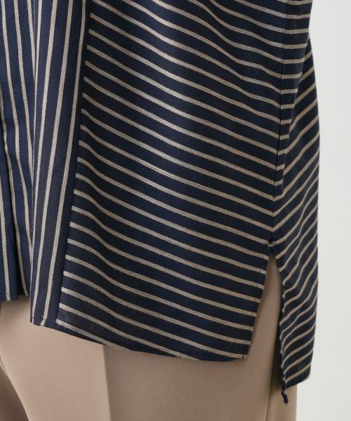 Leilian PLUS HOUSE / レリアンプラスハウス シャツ・ブラウス | ストライプバンドカラーブラウス【ROCHAS Premiere】 | 詳細10