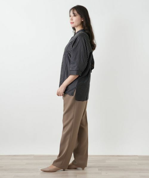 Leilian PLUS HOUSE / レリアンプラスハウス シャツ・ブラウス | ストライプバンドカラーブラウス【ROCHAS Premiere】 | 詳細2