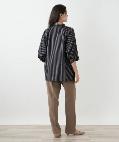 Leilian PLUS HOUSE / レリアンプラスハウス シャツ・ブラウス | ストライプバンドカラーブラウス【ROCHAS Premiere】 | 詳細3