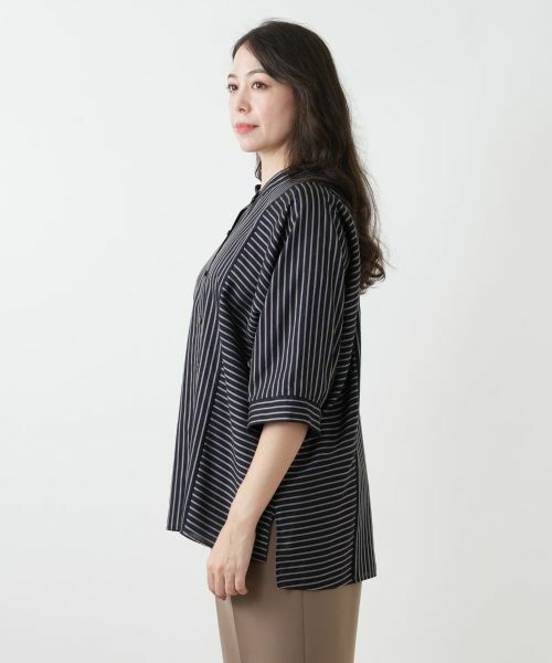 Leilian PLUS HOUSE / レリアンプラスハウス シャツ・ブラウス | ストライプバンドカラーブラウス【ROCHAS Premiere】 | 詳細5